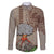 Hawaii Family Matching Puletasi Dress and Hawaiian Shirt Aloha Volcano Mix Kakau Hawaiian Tribal LT03 Dad's Shirt - Long Sleeve Beige - Polynesian Pride