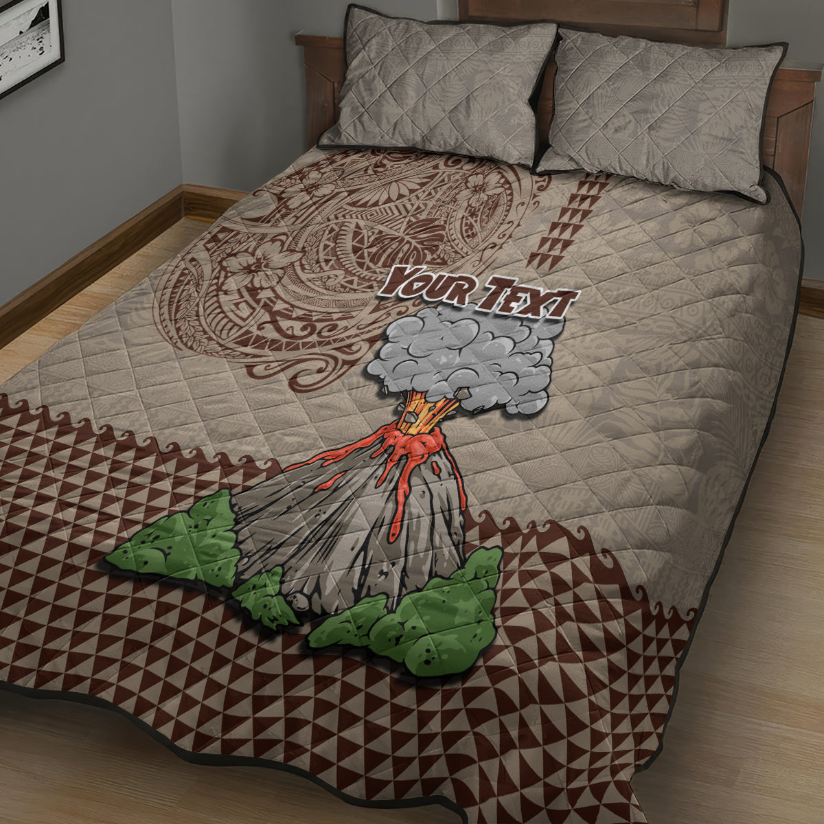Aloha Volcano Custom Quilt Bed Set Mix Hawaiian Kakau Tribal LT03 - Polynesian Pride