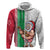 Hawaii Mele Kalikimaka Hoodie Santa Playing Ukele Mix Kakau Pattern Xmas Style LT03 Zip Hoodie Red - Polynesian Pride