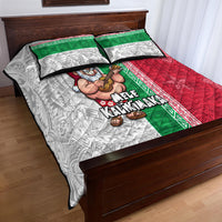 Hawaii Mele Kalikimaka Quilt Bed Set Santa Playing Ukele Mix Kakau Pattern Xmas Style LT03 - Polynesian Pride