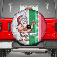 Custom Hawaii Mele Kalikimaka Spare Tire Cover Santa Playing Ukele Mix Kakau Pattern Xmas Style LT03 - Polynesian Pride