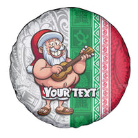 Custom Hawaii Mele Kalikimaka Spare Tire Cover Santa Playing Ukele Mix Kakau Pattern Xmas Style LT03 - Polynesian Pride