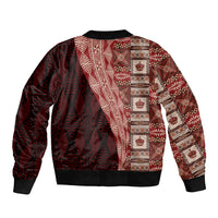 Tonga Fonulei and Ngatu Pattern Sleeve Zip Bomber Jacket LT03 - Polynesian Pride