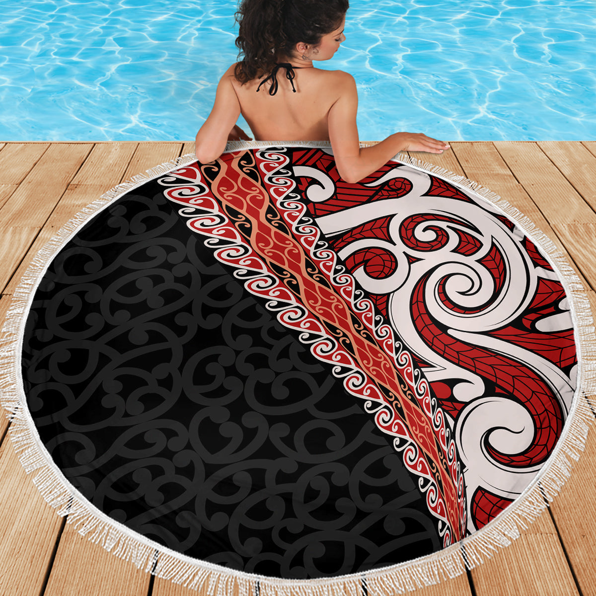 New Zealand Maori Stylized Koru Beach Blanket LT03 - Polynesian Pride