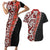 New Zealand Maori Stylized Koru Couples Matching Short Sleeve Bodycon Dress and Hawaiian Shirt LT03 Red - Polynesian Pride