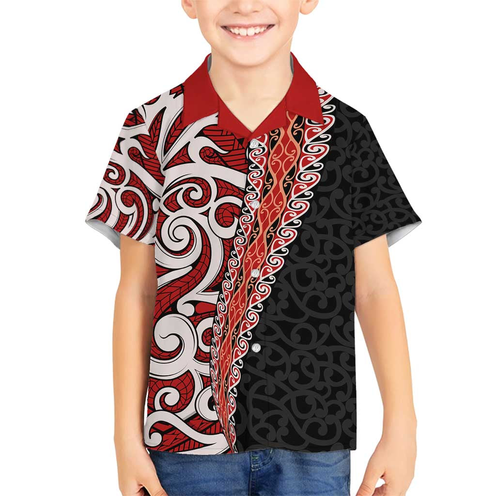 New Zealand Maori Stylized Koru Family Matching Long Sleeve Bodycon Dress and Hawaiian Shirt LT03 Son's Shirt Red - Polynesian Pride