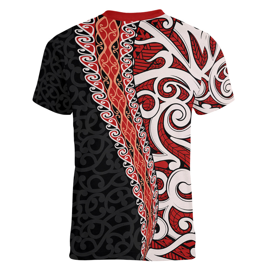 New Zealand Maori Stylized Koru Women V Neck T Shirt LT03 - Polynesian Pride