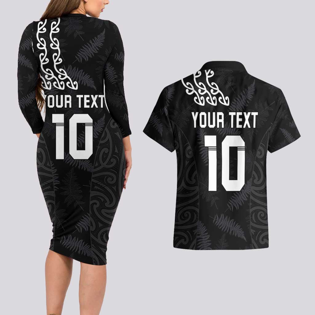 New Zealand Rugby Custom Couples Matching Long Sleeve Bodycon Dress and Hawaiian Shirt The Champions Aotearoa