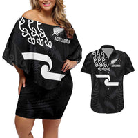 New Zealand Rugby Custom Couples Matching Off Shoulder Short Dress and Hawaiian Shirt The Champions Aotearoa