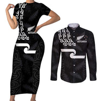 New Zealand Rugby Custom Couples Matching Short Sleeve Bodycon Dress and Long Sleeve Button Shirt The Champions Aotearoa