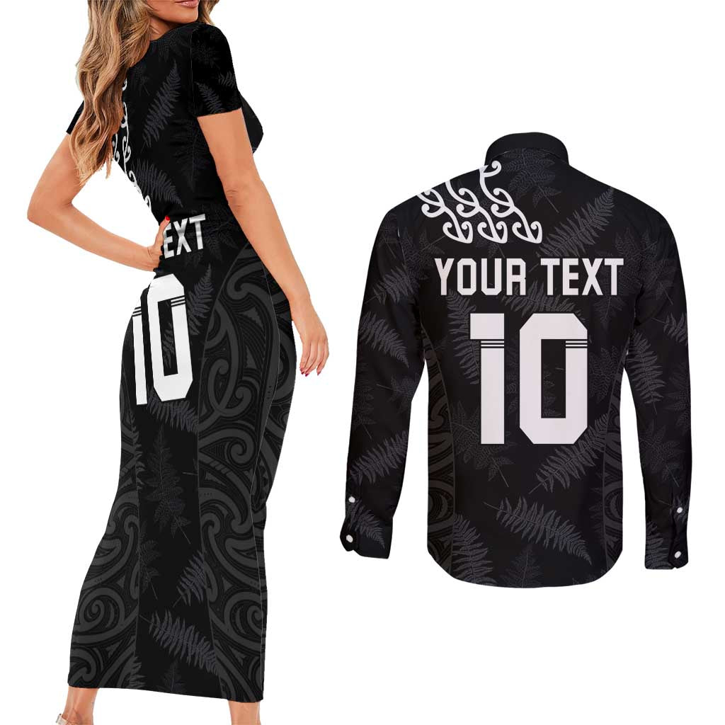 New Zealand Rugby Custom Couples Matching Short Sleeve Bodycon Dress and Long Sleeve Button Shirt The Champions Aotearoa