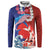 Hawaiian and Japanese Together Button Sweatshirt The Whale and Koi Fish with Hinomaru and Lei