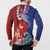 Hawaiian and Japanese Together Button Sweatshirt The Whale and Koi Fish with Hinomaru and Lei