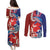 Hawaiian and Japanese Together Couples Matching Puletasi and Long Sleeve Button Shirt The Whale and Koi Fish with Hinomaru and Lei