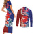 Hawaiian and Japanese Together Couples Matching Short Sleeve Bodycon Dress and Long Sleeve Button Shirt The Whale and Koi Fish with Hinomaru and Lei