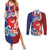 Hawaiian and Japanese Together Couples Matching Summer Maxi Dress and Long Sleeve Button Shirt The Whale and Koi Fish with Hinomaru and Lei