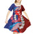 Hawaiian and Japanese Together Kid Short Sleeve Dress The Whale and Koi Fish with Hinomaru and Lei