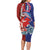 Hawaiian and Japanese Together Long Sleeve Bodycon Dress The Whale and Koi Fish with Hinomaru and Lei