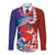 Hawaiian and Japanese Together Long Sleeve Button Shirt The Whale and Koi Fish with Hinomaru and Lei