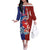 Hawaiian and Japanese Together Off The Shoulder Long Sleeve Dress The Whale and Koi Fish with Hinomaru and Lei