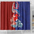 Hawaiian and Japanese Together Shower Curtain The Whale and Koi Fish with Hinomaru and Lei