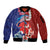 Hawaiian and Japanese Together Sleeve Zip Bomber Jacket The Whale and Koi Fish with Hinomaru and Lei