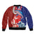 Hawaiian and Japanese Together Sleeve Zip Bomber Jacket The Whale and Koi Fish with Hinomaru and Lei