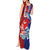 Hawaiian and Japanese Together Tank Maxi Dress The Whale and Koi Fish with Hinomaru and Lei