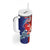 Hawaiian and Japanese Together Tumbler With Handle The Whale and Koi Fish with Hinomaru and Lei