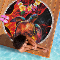 Hawaiian Turtle with Volcanic Eruption Beach Blanket Hibiscus Lei and Lava Flow an Abstract Texture