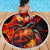 Hawaiian Turtle with Volcanic Eruption Beach Blanket Hibiscus Lei and Lava Flow an Abstract Texture