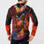 Hawaiian Turtle with Volcanic Eruption Button Sweatshirt Hibiscus Lei and Lava Flow an Abstract Texture