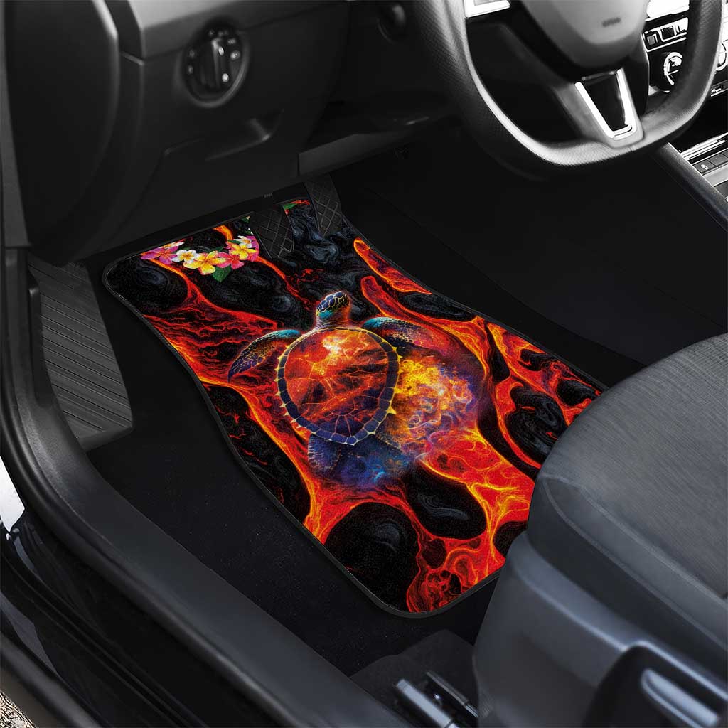 Hawaiian Turtle with Volcanic Eruption Car Mats Hibiscus Lei and Lava Flow an Abstract Texture