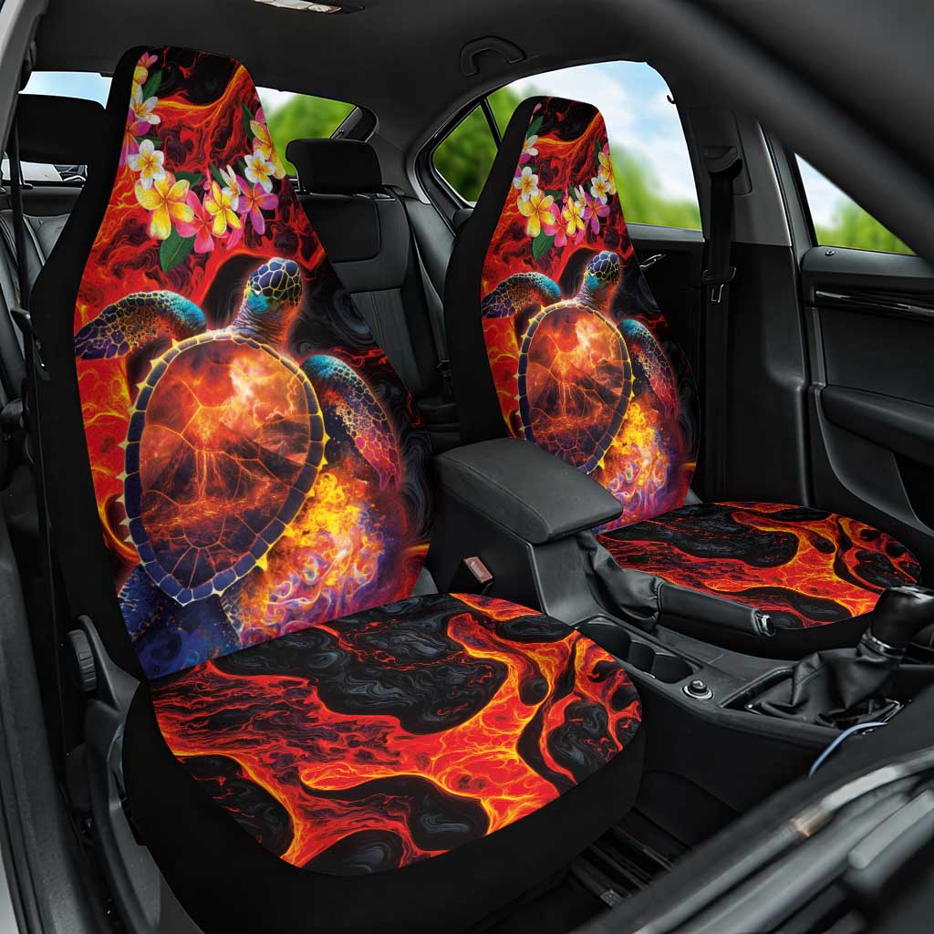 Hawaiian Turtle with Volcanic Eruption Car Seat Cover Hibiscus Lei and Lava Flow an Abstract Texture