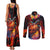 Hawaiian Turtle with Volcanic Eruption Couples Matching Tank Maxi Dress and Long Sleeve Button Shirt Hibiscus Lei and Lava Flow an Abstract Texture