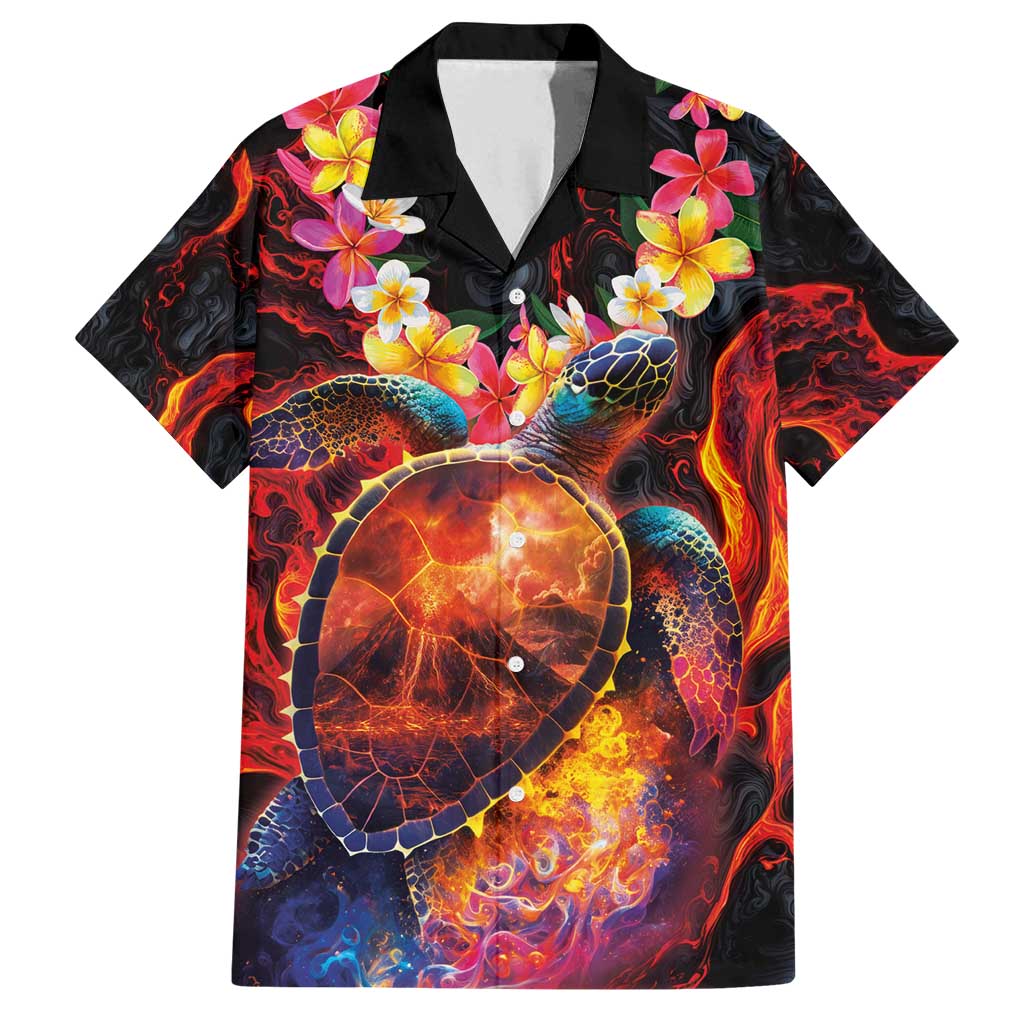 Hawaiian Turtle with Volcanic Eruption Family Matching Tank Maxi Dress and Hawaiian Shirt Hibiscus Lei and Lava Flow an Abstract Texture