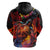 Hawaiian Turtle with Volcanic Eruption Hoodie Hibiscus Lei and Lava Flow an Abstract Texture