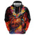 Hawaiian Turtle with Volcanic Eruption Hoodie Hibiscus Lei and Lava Flow an Abstract Texture