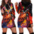 Hawaiian Turtle with Volcanic Eruption Hoodie Dress Hibiscus Lei and Lava Flow an Abstract Texture