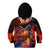 Hawaiian Turtle with Volcanic Eruption Kid Hoodie Hibiscus Lei and Lava Flow an Abstract Texture