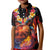 Hawaiian Turtle with Volcanic Eruption Kid Polo Shirt Hibiscus Lei and Lava Flow an Abstract Texture