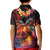 Hawaiian Turtle with Volcanic Eruption Kid Polo Shirt Hibiscus Lei and Lava Flow an Abstract Texture