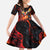 Hawaiian Turtle with Volcanic Eruption Kid Short Sleeve Dress Hibiscus Lei and Lava Flow an Abstract Texture