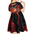 Hawaiian Turtle with Volcanic Eruption Kid Short Sleeve Dress Hibiscus Lei and Lava Flow an Abstract Texture