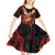 Hawaiian Turtle with Volcanic Eruption Kid Short Sleeve Dress Hibiscus Lei and Lava Flow an Abstract Texture