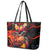 Hawaiian Turtle with Volcanic Eruption Leather Tote Bag Hibiscus Lei and Lava Flow an Abstract Texture