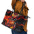 Hawaiian Turtle with Volcanic Eruption Leather Tote Bag Hibiscus Lei and Lava Flow an Abstract Texture