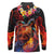 Hawaiian Turtle with Volcanic Eruption Long Sleeve Polo Shirt Hibiscus Lei and Lava Flow an Abstract Texture