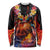 Hawaiian Turtle with Volcanic Eruption Long Sleeve Shirt Hibiscus Lei and Lava Flow an Abstract Texture