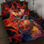 Hawaiian Turtle with Volcanic Eruption Quilt Bed Set Hibiscus Lei and Lava Flow an Abstract Texture